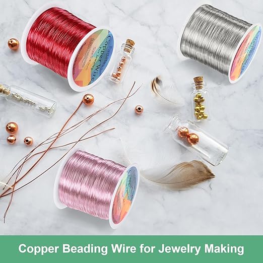 0.4mm Jewelry Wire, 26 Gauge 328FT Craft Wire Copper Beading Wire for Jewelry Making/Planting/Weaving/DIY Crafting, Soft Metal Wires [100M, Metallic Black]