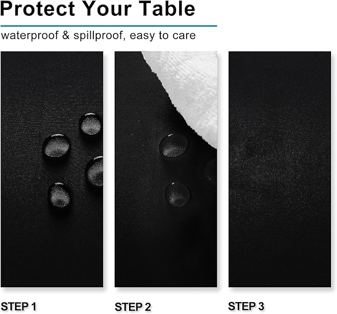 Hiasan Black Tablecloth for Rectangle Tables - Wrinkle Resistant and Waterproof Washable Polyester Fabric Table Cloth for Dining Camping Gathering and Outdoor use, 54 x 108 Inch