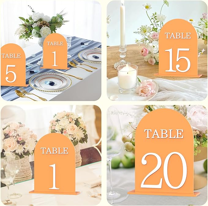 Arch Wedding Table Numbers 1-15 with Stands, 5" X 7" Double Sided Acrylic Wedding Sign Holders, Durable Non-Fading Table Number for Wedding Reception, Events, and Centerpieces