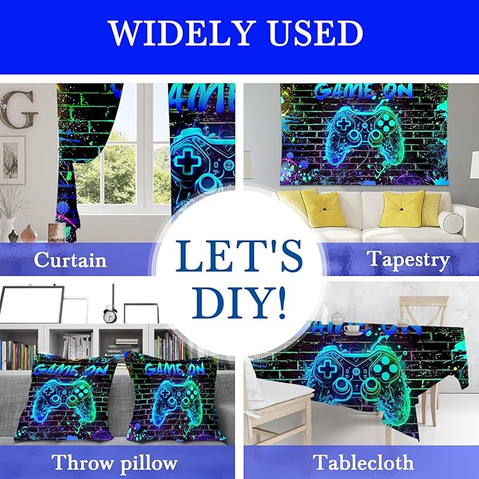 Mocsicka Game On Backdrop Video Game for Boys Level Up Birthday Party Decoration Game Night Arcade Neon Glow Gamer Banner Photography Background (Blue, 10x7ft(120"x82"))