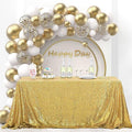 OQSQ Gold Sequin Tablecloth 50x80 inch, Glitter Drape Table Cloth, Sparkle Sequence Table Overlays for Thanksgiving Day Wedding Birthday Party Baby Bridal Shower