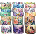 20 Rolls Washi Tape Set - Floral Butterfly Decorative Masking Tape, Adhesive Tape for Bullet Journal Supplies, Junk Journal, Diy Craft, Scrapbooking Supplies, Gift Wrapping, Party Decoration