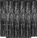 5 Pack Black Fringe Backdrop 3.2ft x 8.2ft Foil Curtain Tinsel Streamers for Birthday Party Decoration Wedding Christmas (Black)