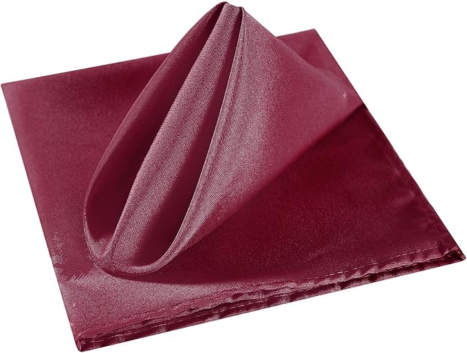 Cloth Napkins 20x20 inch Washable Polyester Dinner Napkins Soft Table Napkins for Wedding Party Dining Banquet(Burgundy,100PCS)