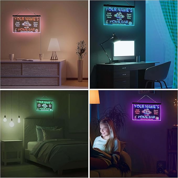 ADVPRO Personalized Your Name Custom Home Bar Beer Established Year Dual Color LED Neon Sign White & Green 24 x 16 Inches st6s64-p1-tm-wg