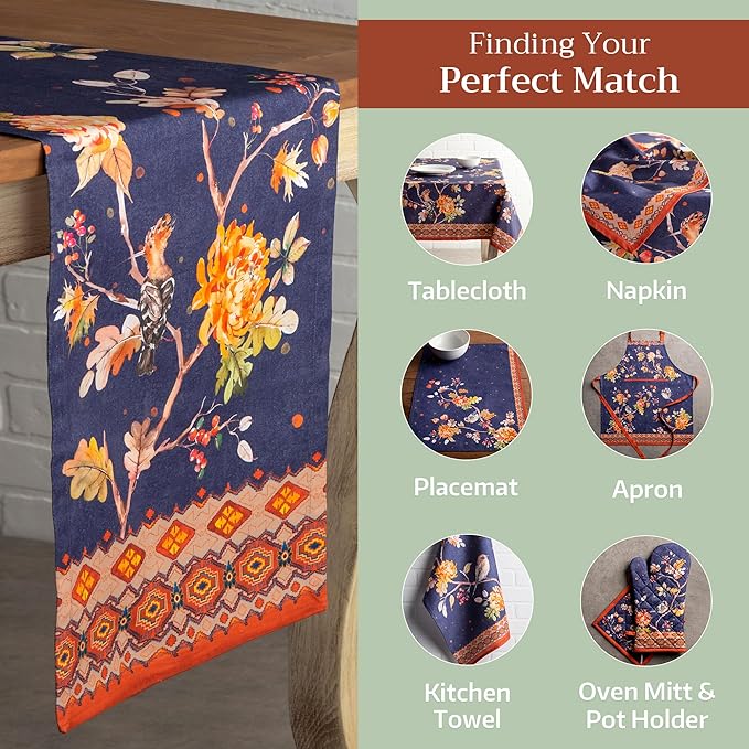 Maison d' Hermine Table Runner 100% Cotton Single Layer Table Runners 72 inches Long for Thanksgiving Christmas Decorations Home Kitchen Dining Party Wedding (Kelim - Infinity, 14.5" x 72")