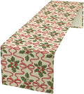 Christmas Table Runner,Xmas Holiday Bowknot Decor Table Cloth Kitchen Dining Table Decoration for Home Party Decor 13x108 Inch