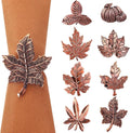 Remerry 8 Pcs Thanksgiving Napkin Ring Harvest Fall Leaf Pumpkin Holders Retro Alloy Metal Napkin Ring Buckle for Thanksgiving Wedding Table Supplies(Leaf and Pumpkin)