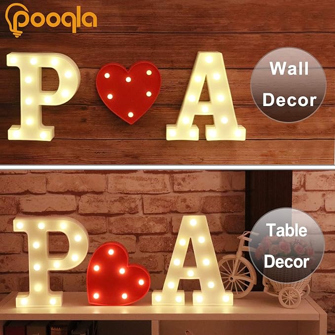 Pooqla LED Marquee Letter Lights Sign, Light Up Alphabet Letter for Home Party Wedding Decoration I