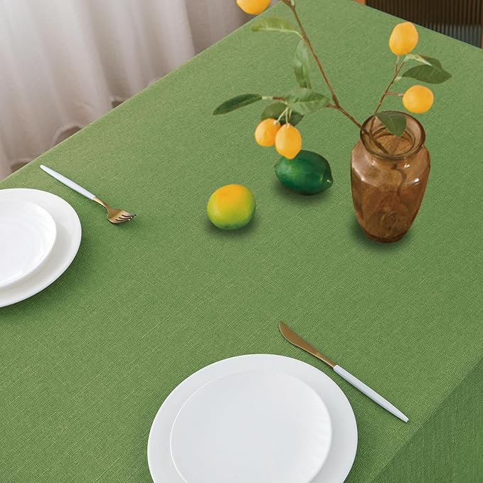 NLMUVW Olive Green Linen Tablecloth Rectangle 108 Inch, Textured Natural Table Cloth Farmhouse Table Cover for Kitchen Dining Coffee Spring, 54 x 108 Inch