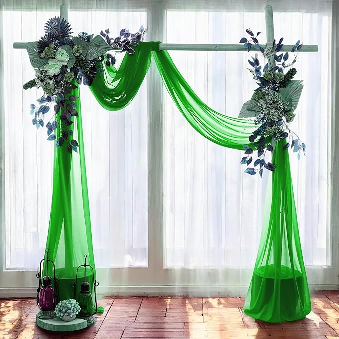 MDS Halloween Chiffon Draping Fabric - 1 Panel, 30" Wide x 100ft Long - Sheer Spooky Arbor & Canopy Drapery for Haunted House Backdrops, Party Ceilings, DIY Costumes & Themed Events - Green