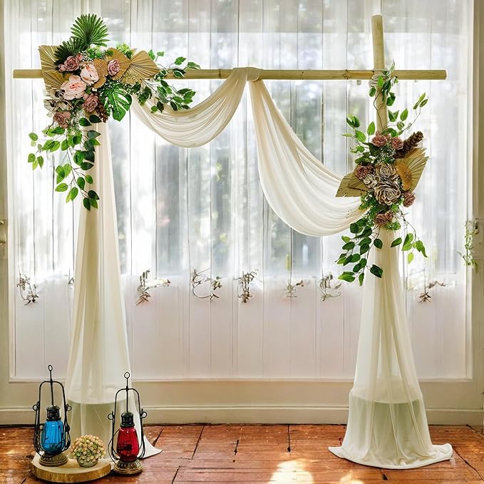 MDS Halloween Chiffon Draping Fabric - 2 Panel, 30" Wide x 30ft Long - Sheer Spooky Arbor & Canopy Drapery for Haunted House Backdrops, Party Ceilings, DIY Costumes & Themed Events - Champagne Gold