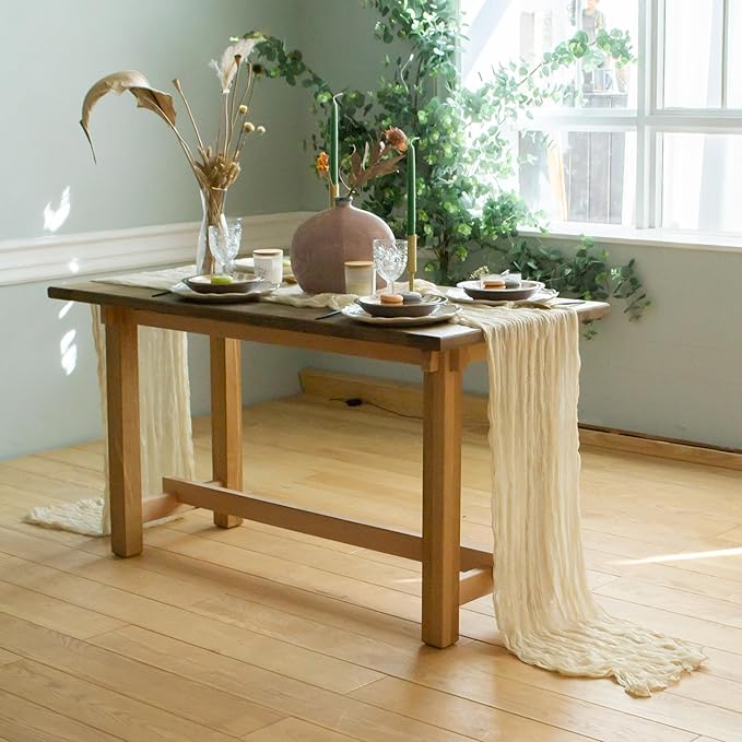 Ivory Cheesecloth Table Runner Set of 6 Runners 12 ft 142 in Long Each Cream Gauze Table for Wedding Table Baby Shower Decorations or Bridal Shower Decor Modern Table Runner Boho Table Décor