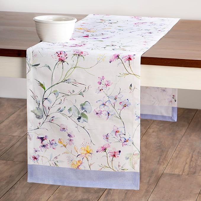 Maison d' Hermine Table Runner 100% Cotton Single Layer Table Runners 72 inches Long Decorative for Home Kitchen Dining Party Wedding Bridal Shower Spring Summer (Summer Floral, 14.50" x 72")