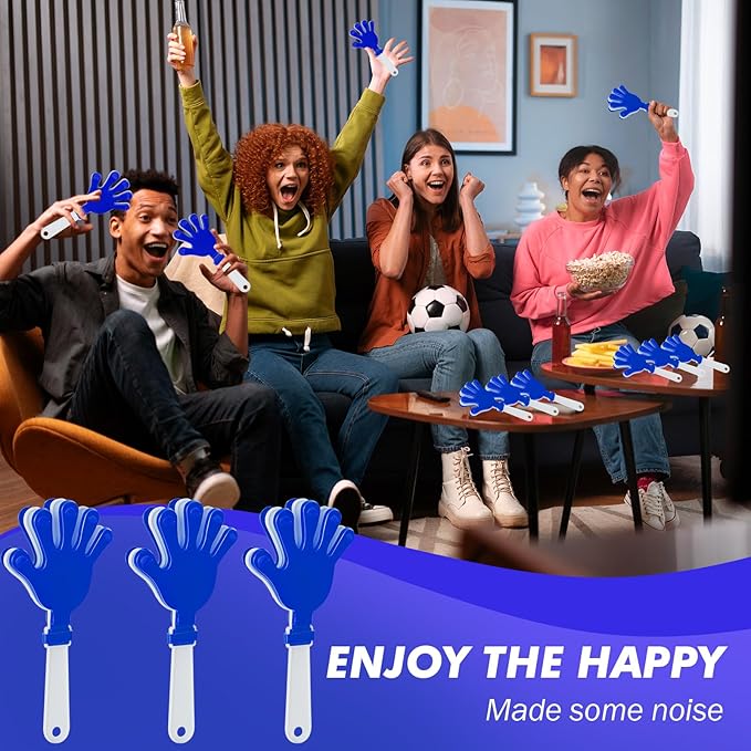 36 Pcs Hand Clappers Noisemakers 7.5 Inch Clappers Noisemakers Plastic Hand Clappers for Birthdays Game Football Sporting Events Cheers Supplies Dance Basketball Football Noisemakers(Blue and White)