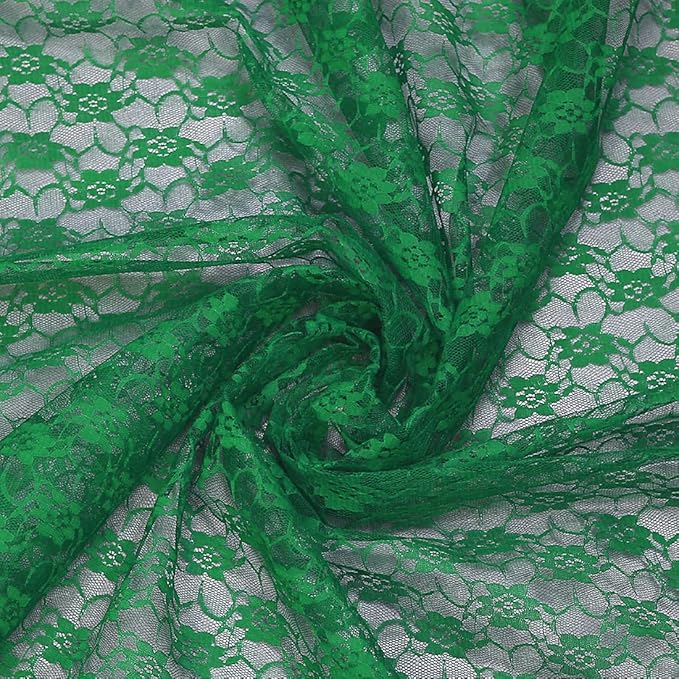 MDS Pack of 10 Wedding 12 x 108 inches Lace Table Runner for Wedding, Decorations for Birthday Parties, Banquets, Graduations, Engagements, and Runners fit Rectangle, Round Table- Hunter Green