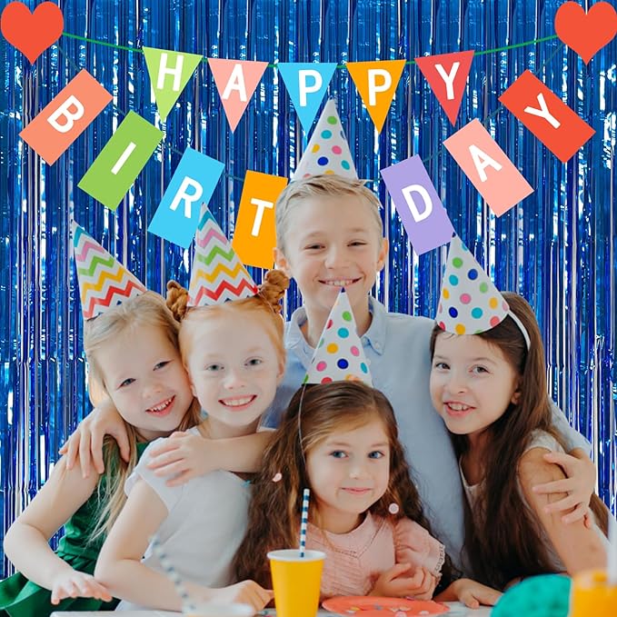 2 Pack Blue Party Decorations Ocean Party Decor Supplies Blue Party Streamers Birthday Decorations Tinsel Foil Fringe Curtains Photo Booth Props Celebration Decorations