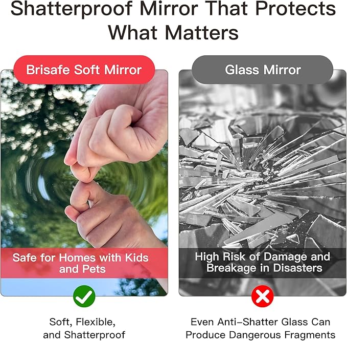 brisafe 2PCS 79" X 40" Gym Mirror - Full Length Wall Mirror for Gyms, Dance Studios, Home and Yoga - Easy Installation, Ultra Light Shatterproof Nano Miorror Reduces 60% Commercial Insurance Costs