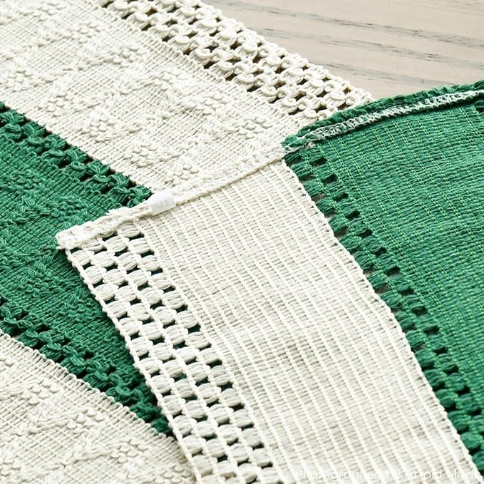 Artoid Mode Dark Green Farmhouse Rustic Table Runner, Seasonal Holiday Hollow Kitchen Dining Table Decoration for Home Party Decor 12x72 Inch