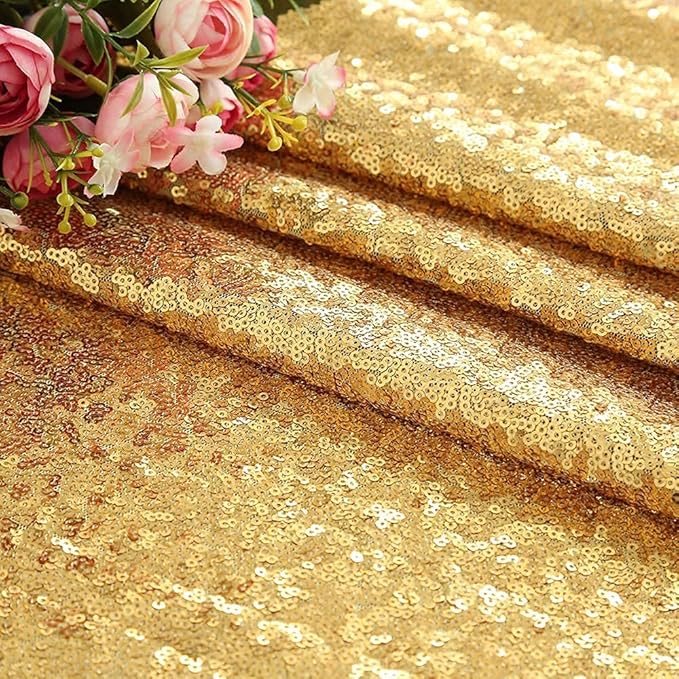 Poise3EHome Gold Backdrop Curtain, 6FT x 8FT Sequin Backdrop, Sequin Curtains for Party Wedding Sequence Backdrop