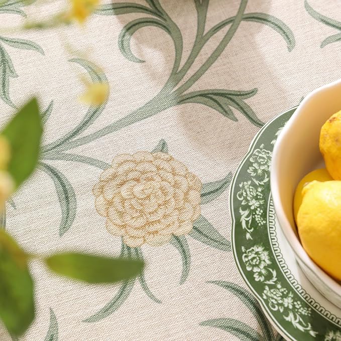 patdrea Designer French Linen Table Cloth for Rectangle Table,Vintage Fall Decorative Tablecloth,Floral Decoration Cover for Kitchen Dining Christmas,Tea Party,Thanksgiving,55"x79"-Littledaisy