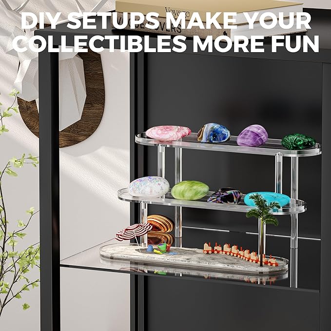 Acrylic Riser Display Shelf for 𝐚𝐦𝐢𝐢𝐛𝐨 Funko-POP Figures, Floating Shelves Display Ledge for Organizer and Decoration, Collectibles Display Stands Showcase, Glowing at night
