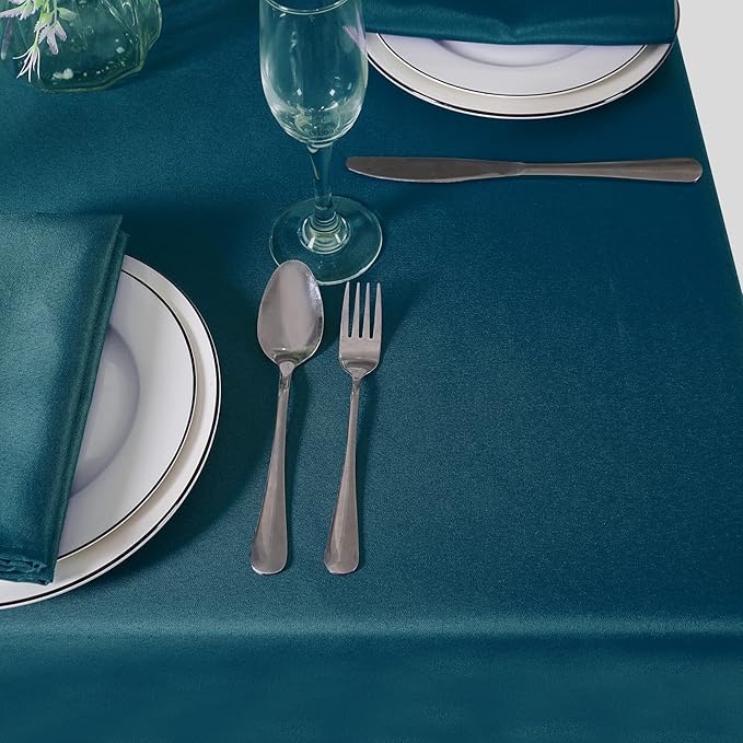 Cupuamon Square Tablecloth 90x90 inch Washable Polyester Fabric Table Cloth for Wedding Party Dining Banquet Decoration（90x90,Peacock Blue）