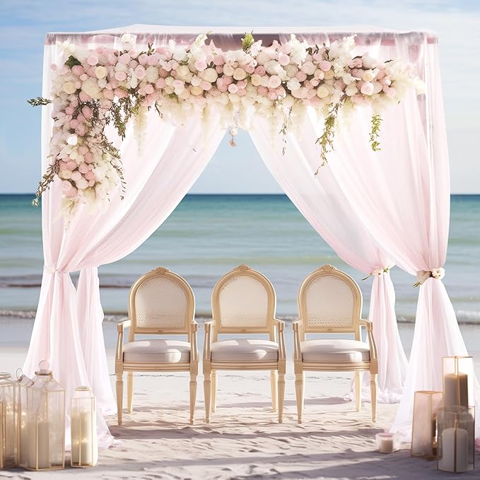 30" x 20Ft Wedding Arch Draping Fabric, 2 Panels Blush Sheer Curtain Drapes Extra Wide & Long Backdrop Curtains for Wedding Arch Ceremony Birthday Party Decorations