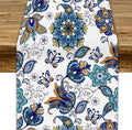 Oriental Paisley Table Runner, Luxury Vintage Blue Teal Floral Butterflies Print Table Runner for Home Dining Kitchen Coffee Table Party Decor, 13x120inch