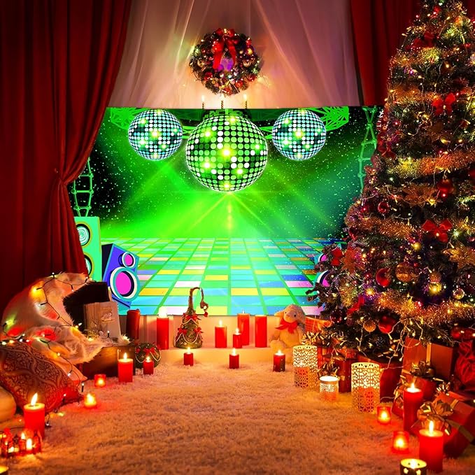 Dance Party Backdrop Retro 80s 90s Theme Stage Dance Ball Music Birthday Party Decoration DJ Photography Background 12 x 10 ft for Baby Shower Picture Photo Shoot Polyester Fabric, Blue