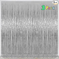 Foil Fringe Curtains Party Decorations - Melsan 3 Pack 3.2 x 8.2 ft Tinsel Curtain Party Photo Backdrop for Birthday Party Baby Shower or Graduation Decorations (Pure Silver)