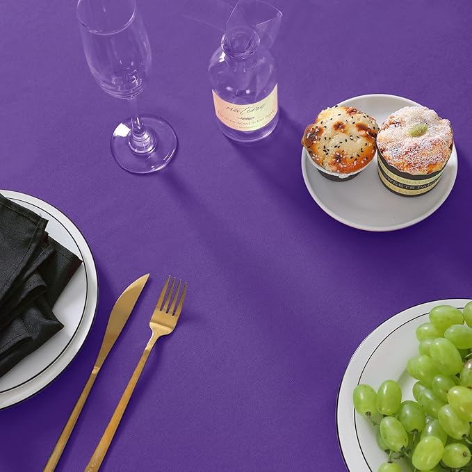60 inch Round Tablecloth Washable Polyester Table Cloth Decorative Table Cover for Wedding Party Dining Banquet（60 inch,Purple）