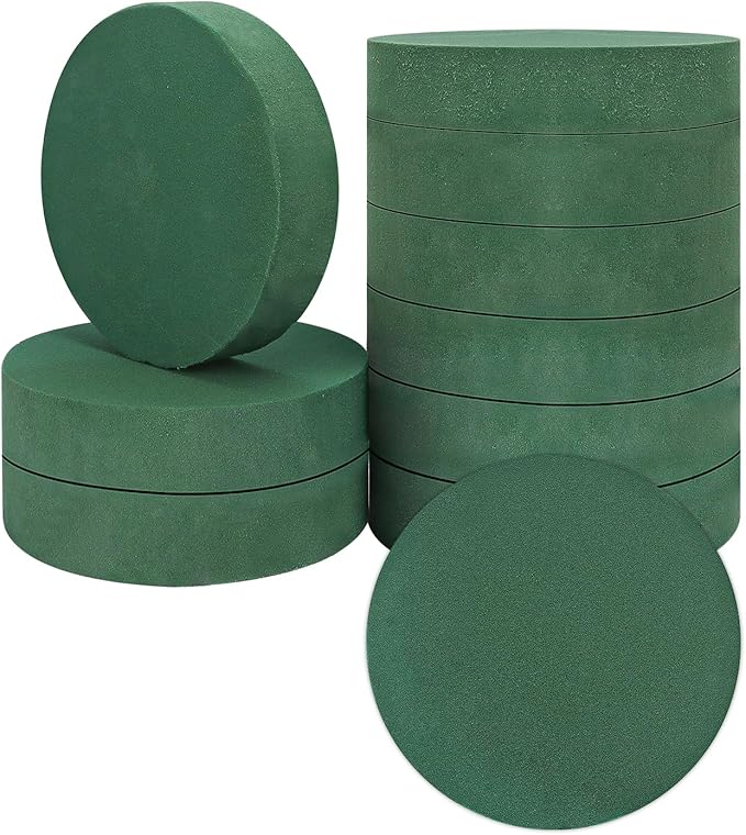 IHDYPPEW 10 PCS Floral Foam Blocks, 7 Inch Large Dry Round Green Floral Foam for Flower Arrangements, Perfect for Crafting, Floral Arranging, Weddings and Floral Creation