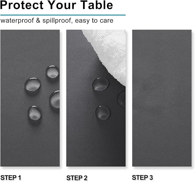 Hiasan Rectangle Tablecloth Grey - Wrinkle Resistant and Waterproof Washable Polyester Fabric Table Cloth for Dining Party and Outdoor Use, 30 x 60 Inch