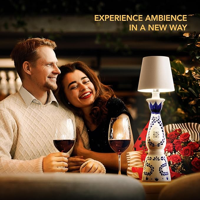 Wireless Bottle Lamp PRIDOLA for Any Type of Bottle, LED Bottle Lamp for Indoor & Outdoor, 100% Waterproof, Adjustable Brightness and Light Temperature 3000-6000K, Wireless & Rechargeable (Blue)