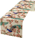 Peacock Table Runner,Spring Floral Peacock Birds Table Runner for Home Kitchen Dining Party Indoor Outdoor Decoration 13x108 Inch
