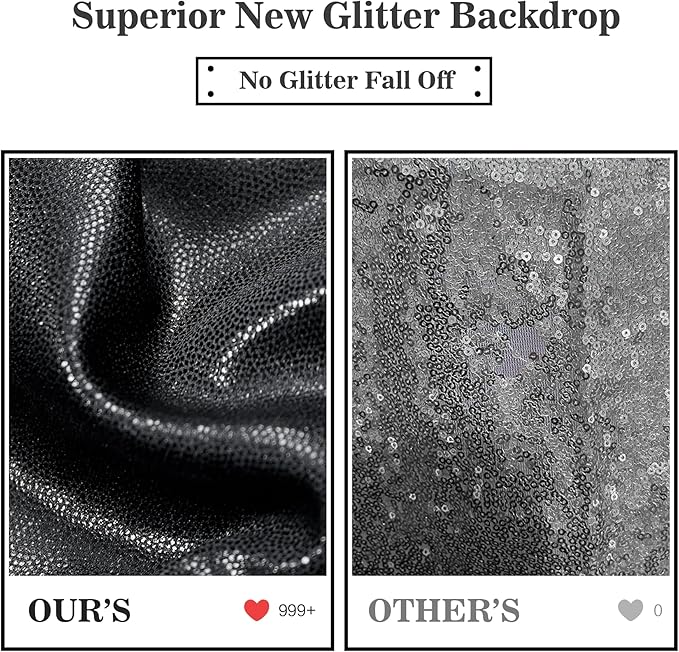 Outpain Thick 20 ft x 10 ft Black Sequin Backdrop Curtain for Parties, Wrinkle Free Glitter Photo Backdrop Drapes 4 Panels 5x10ft Black Back Drop Cloth for Wedding Christmas Photography Background