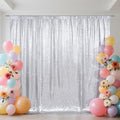 SquarePie Sequin Backdrop Curtain Not See Through Thick Glitter Background for Party 8FT x 10FT Silver