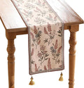 ISAENNE Designer Light Beige Linen Table Runner 87 Inches Long,Vintage Floral Wrinkle Resistant Decor Table Runners for Dining Tables,Christmas,Thanksgiving,Kitchen Tables,12"*87"-Helena A