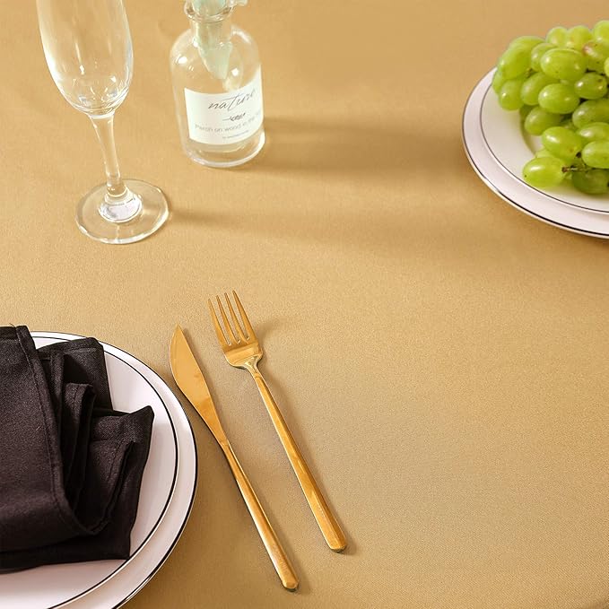 90 inch Round Tablecloth Washable Polyester Table Cloth Decorative Table Cover for Wedding Party Dining Banquet（90 inch,Gold）