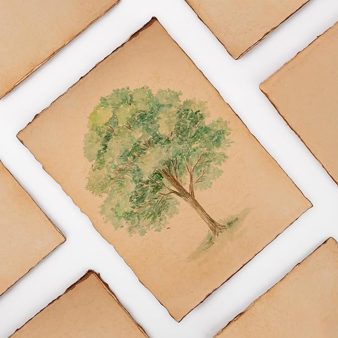 Wanderings Handmade Antique Deckle Edge Blank Cards - 4"x6" Package of 50 - Mixed Media Cards for Announcements Invitations Crafts - Thick Deckled Edge Paper 150 GSM Recycled Paper
