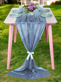 MDS Halloween Chiffon Table Runner - 5 Pack, 29 x 170 Inches, 14ft Each - Sheer Spooky Table Runners for Haunted House Parties, Trick-or-Treat Tables, Witchy Décor, Wedding & Events - Dusty Blue
