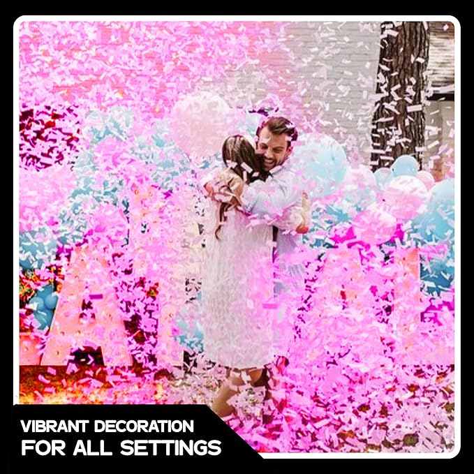 Ultimate Confetti, Pink Biodegradable Confetti - Rectangular Fluttering Tissue Paper Confetti for Cannon and Launcher use – Best for Gender Reveal, Wedding, Parties, and Live Events - 1 lb, 16 oz