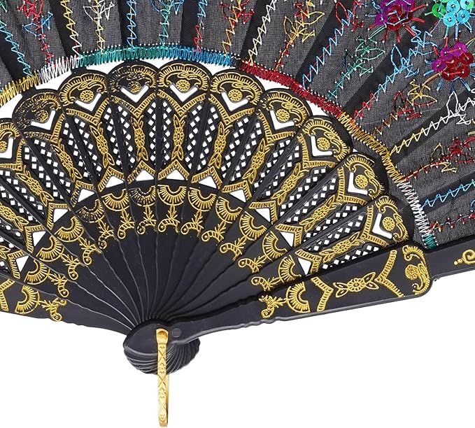 QIRMIZI 10 Pack Fabric Folding Handheld Fans, Perfect for Weddings, Parties, and Dancing,Multicolour