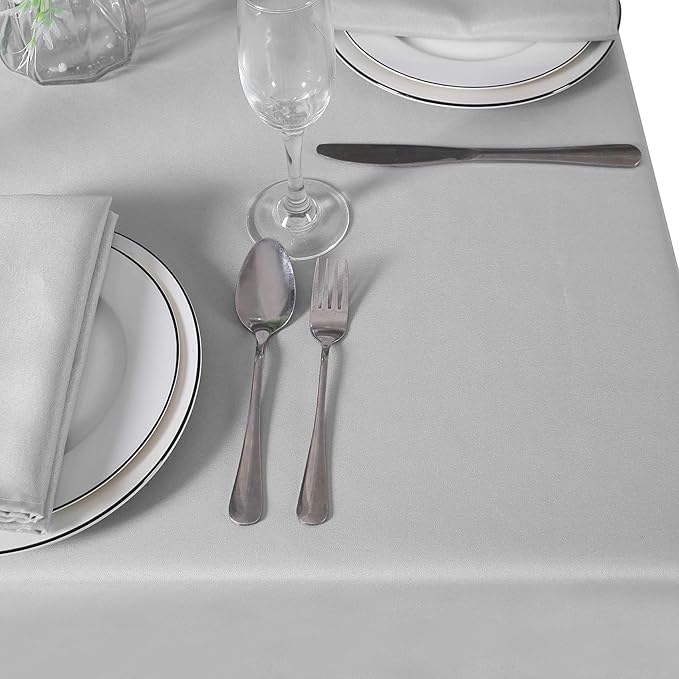 Cupuamon Square Tablecloth 70x70 inch Washable Polyester Fabric Table Cloth for Wedding Party Dining Banquet Decoration（70x70,Silver）