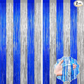 Silver and Blue Tinsel Backdrop Foil Fringe Curtains, 2Pack Birthday Door Decorations Photo Backdrop, Party Streamers Supplies for Bachelorette, Graduation, Christmas, Disco Decor New Year Decorations