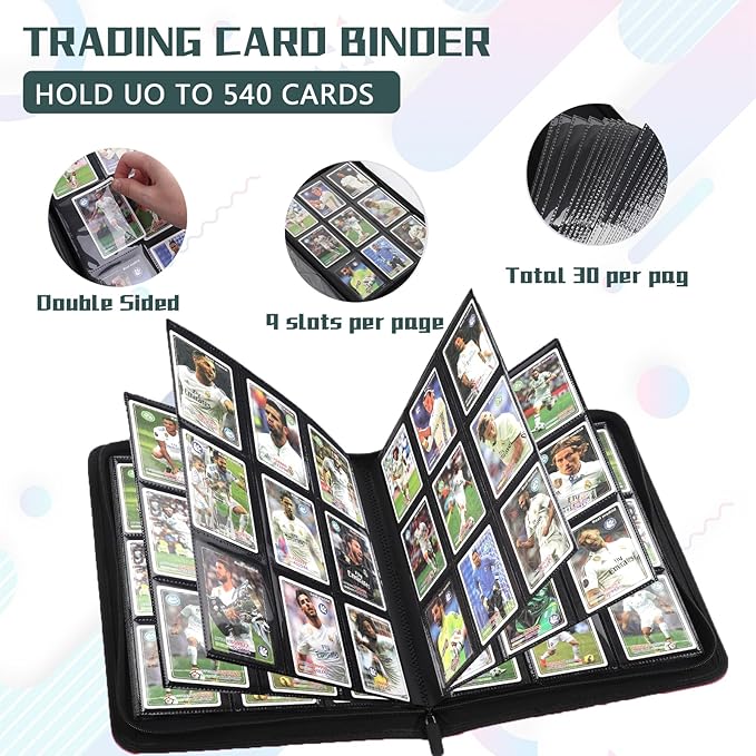9 Pocket Card Binder,540 Pocket Trading Card Binders,Loading Pocket Collectible Card Album for MTG, TCG, Sport Card, Game Cards Dark Green