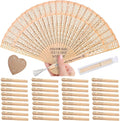 1pc Personalized Wedding Fans for Guests - Custom Wooden Hand Fans with Names/Dates - Bulk Wedding Favors for Bridal Shower, Baby Shower & Parties (Wood, 1pc)