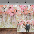 20x10ft Pink Rose Flower Wedding Photography Backdrop Spring Floral Photography Backdrop Valentine's Day Mother's Day Girl Birthday Baby Shower Wedding Bridal Party Banner Photo Booth Props Background