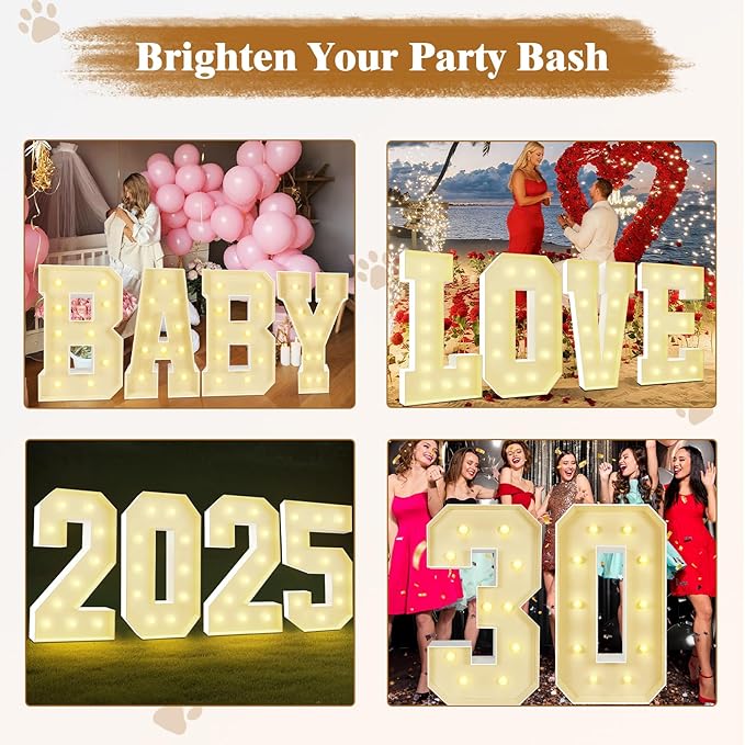 Marquee Light Up Letters: 3FT Large Decorative Signs for Party Decorations Baby Shower Birthday Wedding Engagement Anniversary, 3 Feet Tall Pre-Cut DIY Foamboard Letter J - Easy to Assemble